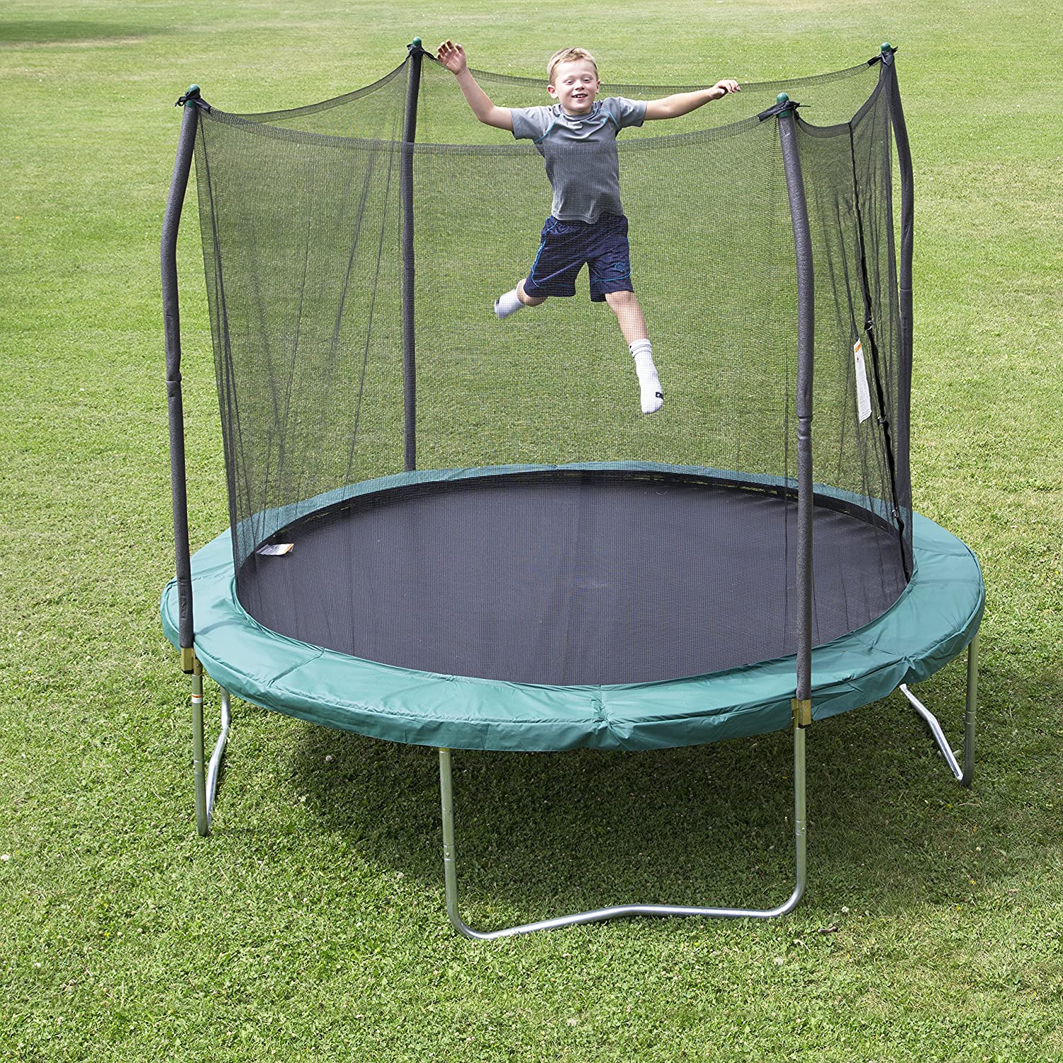 best safest kids trampoline with net bar indoor outdoor